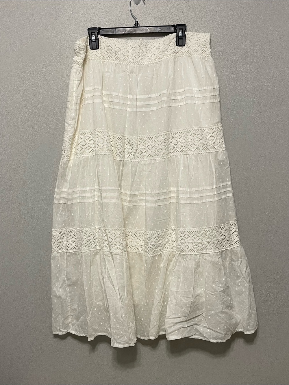 Jennifer & Grace Cottage Midi/Maxi Skirt Cream Lined Crochet Fairy NWT Womens XL